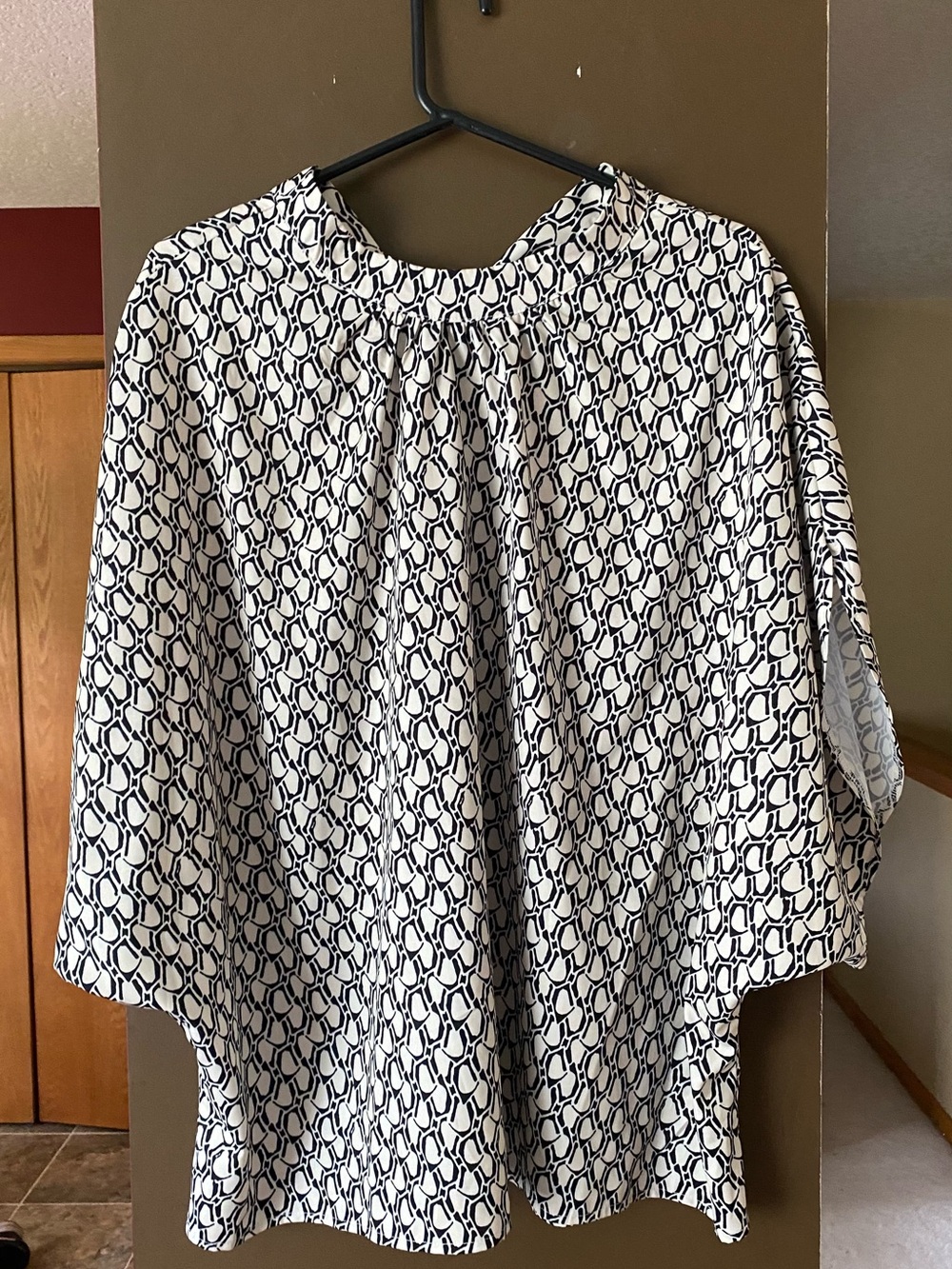 Printed White and Black Women's Blouse